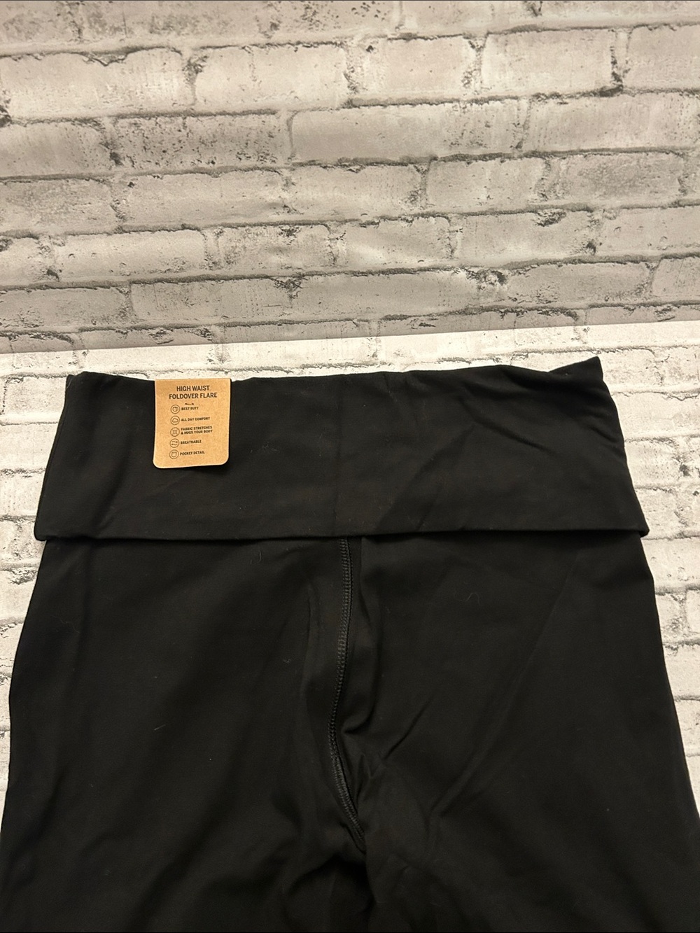 NWT Victoria's Secret PINK Black Wide-Leg Fold-Over Waist Yoga Pants - Picture 5 of 6